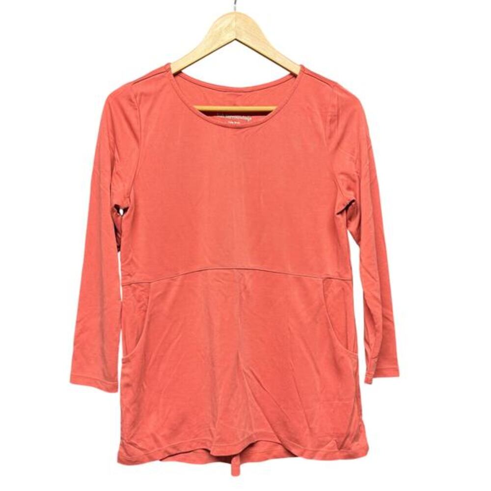 Soft Surroundings Fairfax Button Tunic Top Peach Rust 3/4 Sleeve Size P Small